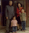 Louis and
          Flix with their great-grandmother and Pu Ren